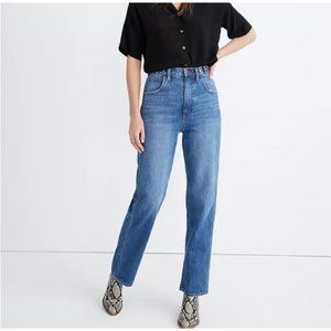Madewell Women's Tab-Waist Highest-Rise Straight Jeans in Delafield Wash Size 32